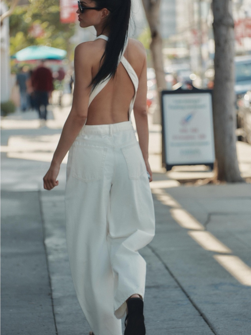 Zara White Backless Wide-Leg Jumpsuit
